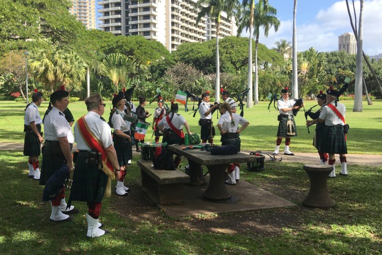 Celtic Pipes and Drums of Hawaii at 2019 St. Patrick's Day